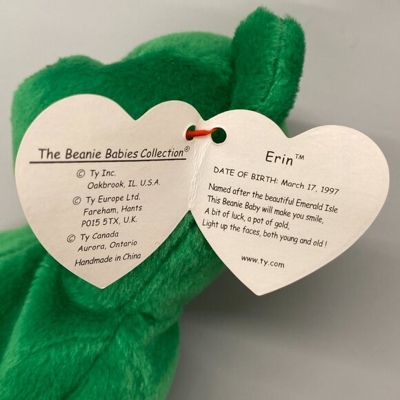 Ty Beanie Babies 1997 Erin the Green Irish Bear - Picture 6 of 9